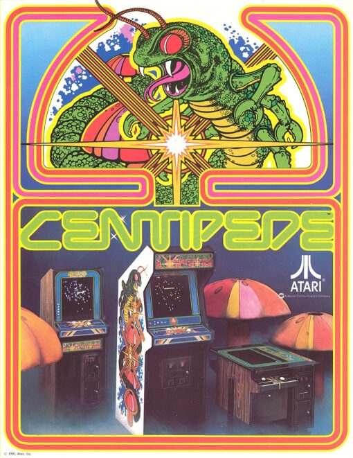 centipede arcade game machine original cabinet art touch up